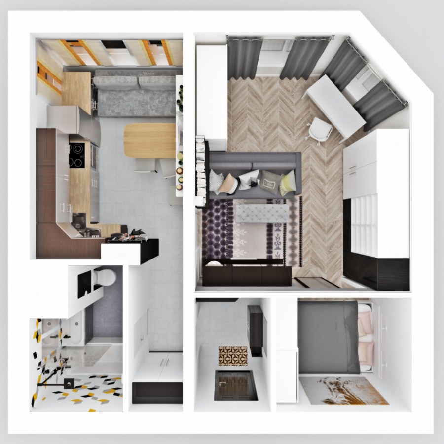 Однокомнатная квартира вид сверху