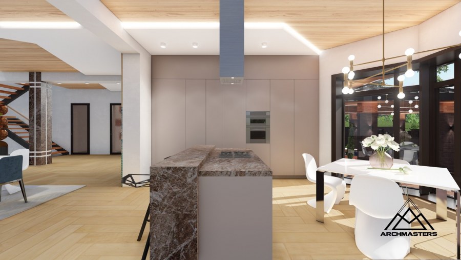 Внутренняя отделка дома в стиле Райта