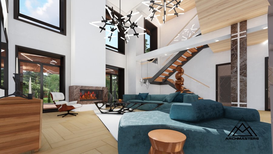 Дом в стиле Райта со вторым светом