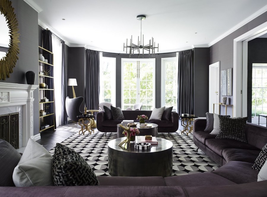 Темный интерьер гостиной
