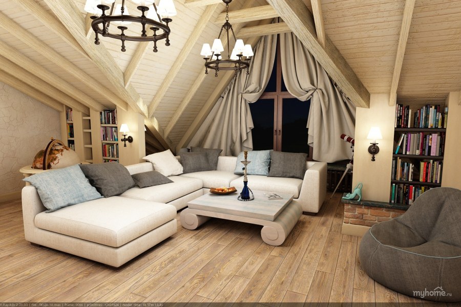 Спальня в мансардной комнате