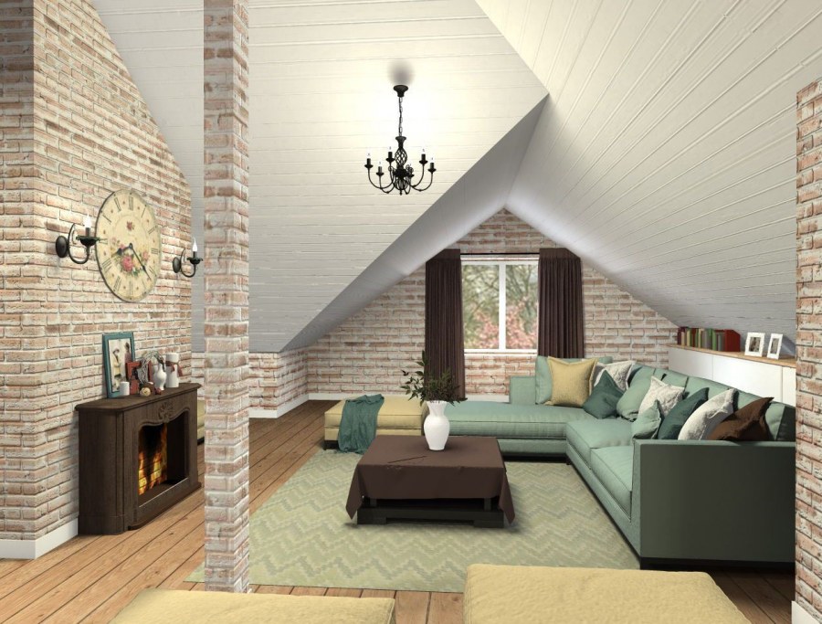 Гостиная на мансардном этаже