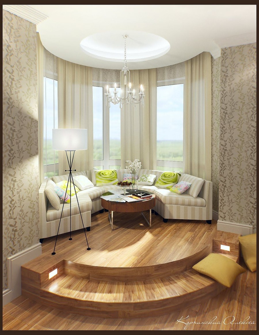 Гостиная с эркером