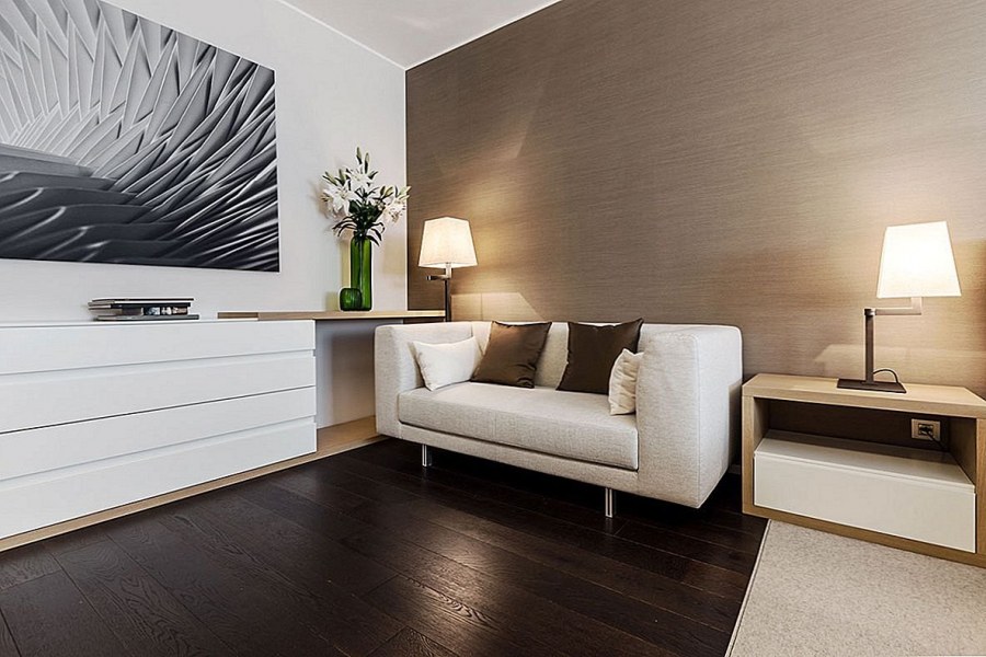 Светлые стены темная мебель