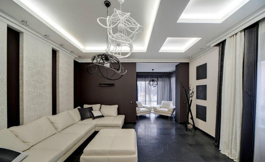 Гостиная в светло темных тонах