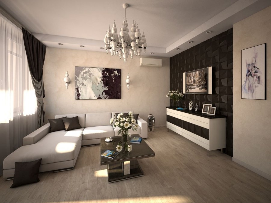 Гостиные с темным полом