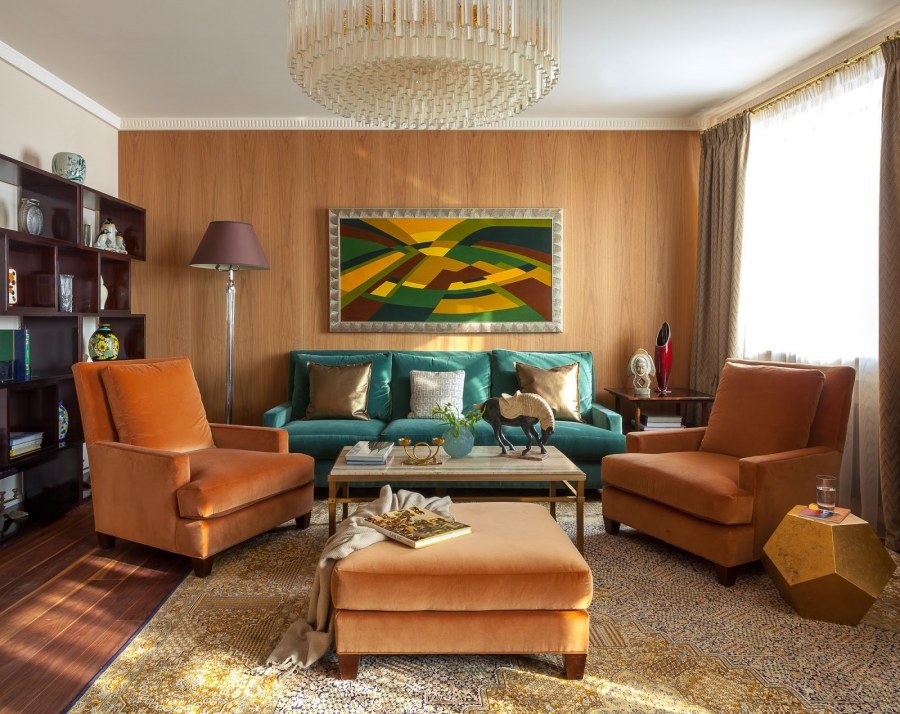 Гостиная ар деко терракота