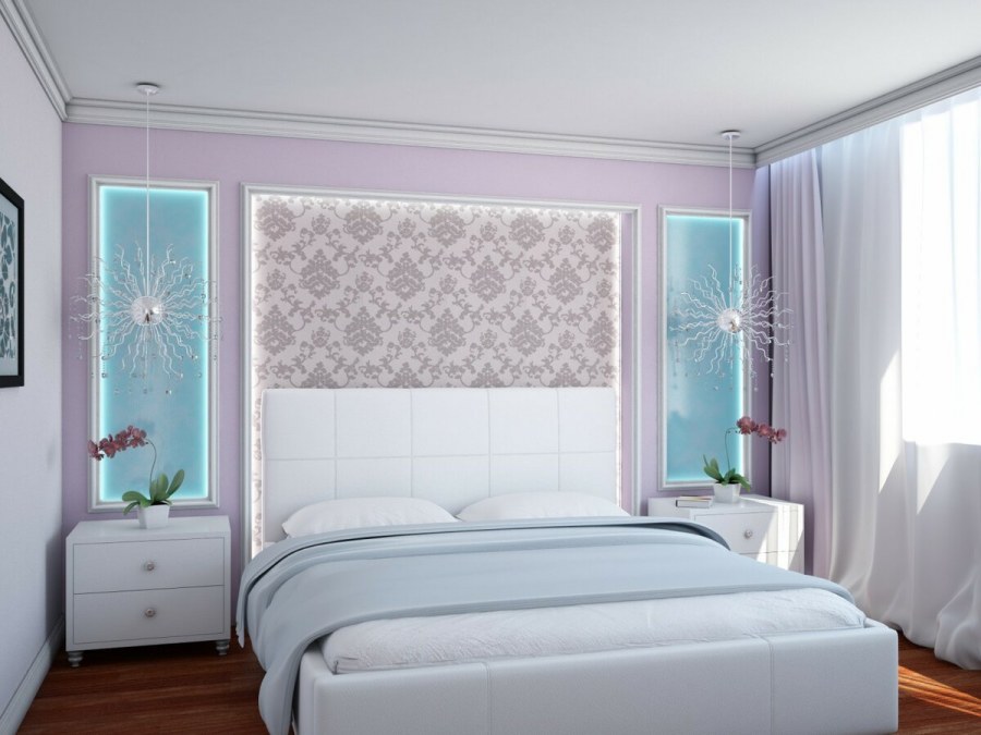 Спальня в пастельно розовых тонах