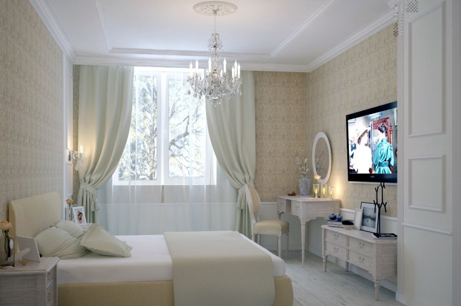 Спальня в нежных пастельных тонах
