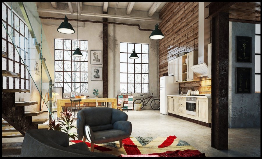 Стиль лофт дизайн рендер