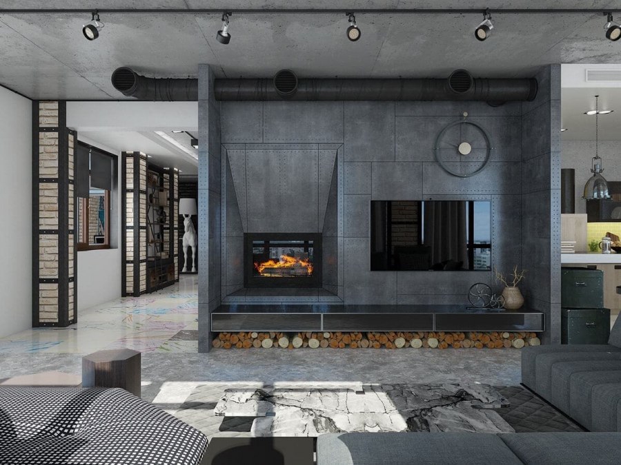 Камины в стиле Индастриал