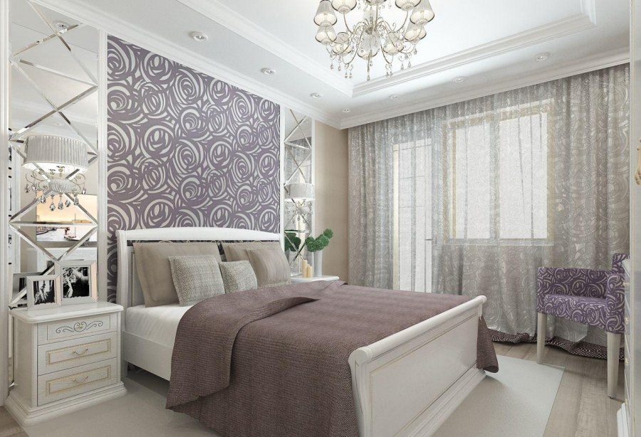 Спальня с зеркалами по бокам современный стиль