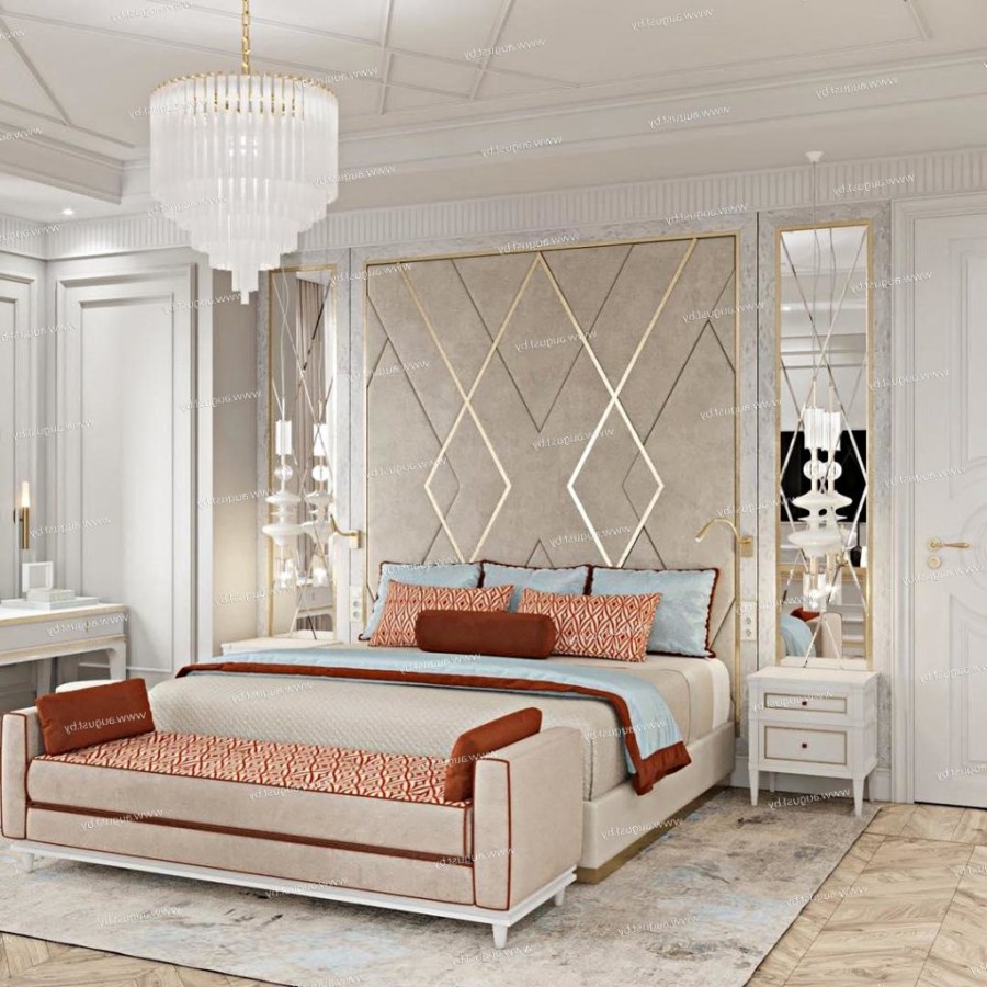 Зеркальные панели в спальне