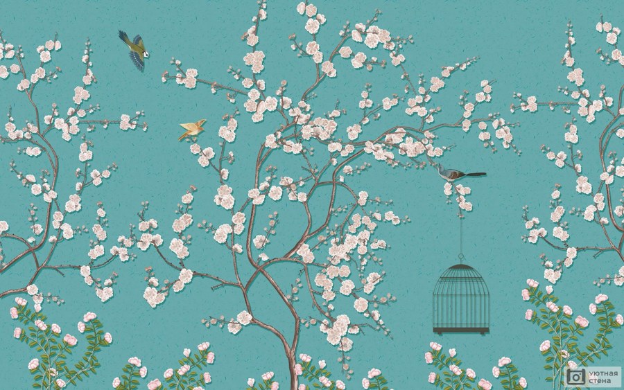 Ветка Сакуры фреска Шинуазри