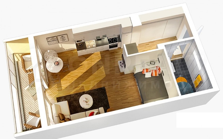 Планировка студии 27 м2 Инсити