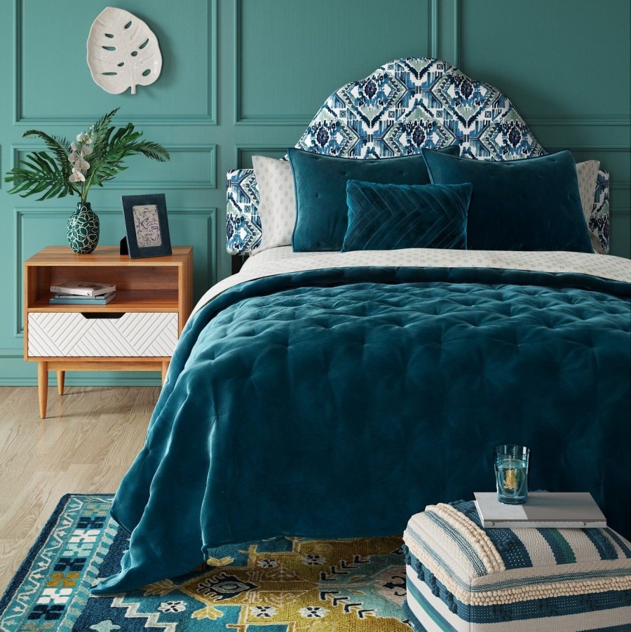 Плед стёганный морская волна