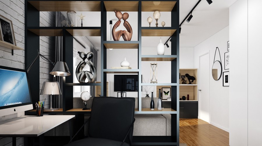 Стеллаж перегородка с рабочим местом