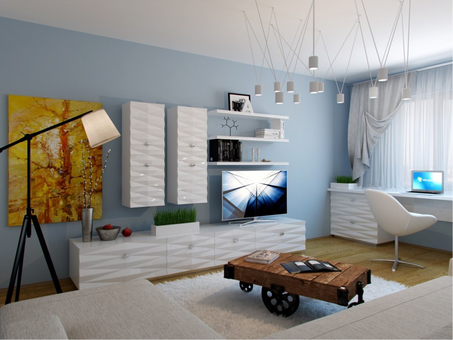 Стильные гостиные с рабочей зоной