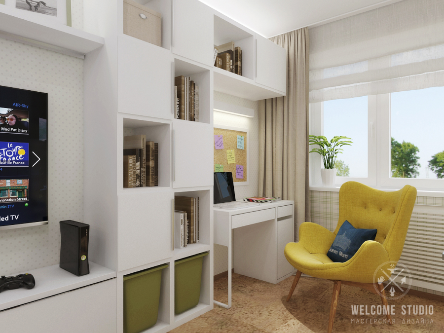 Планировка гостиной с рабочей зоной