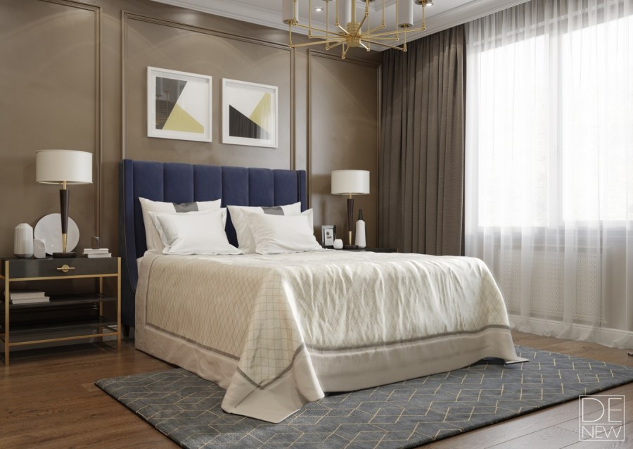Бежевая кровать в интерьере