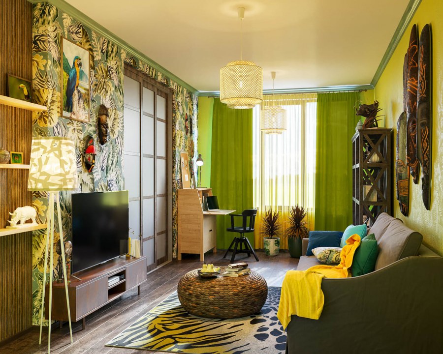 Гостиная в тропическом стиле