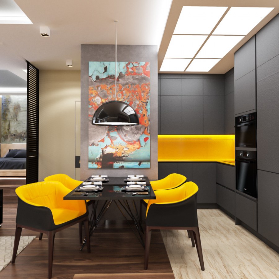 Кухня с яркими акцентами в современном стиле