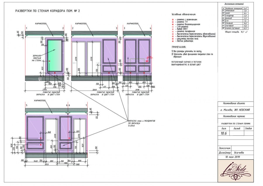 Шторы на развертке стен
