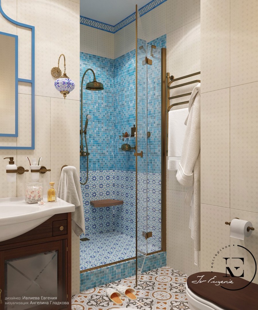 Ванная в стиле Кантри в загородном доме