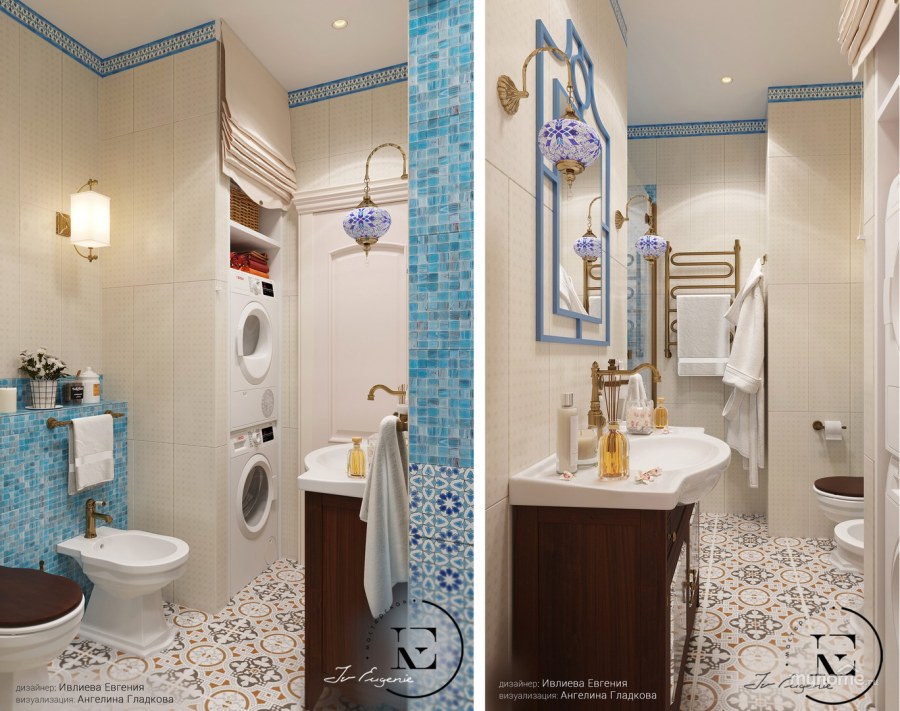 Ванная комната Средиземноморский стиль под дерево