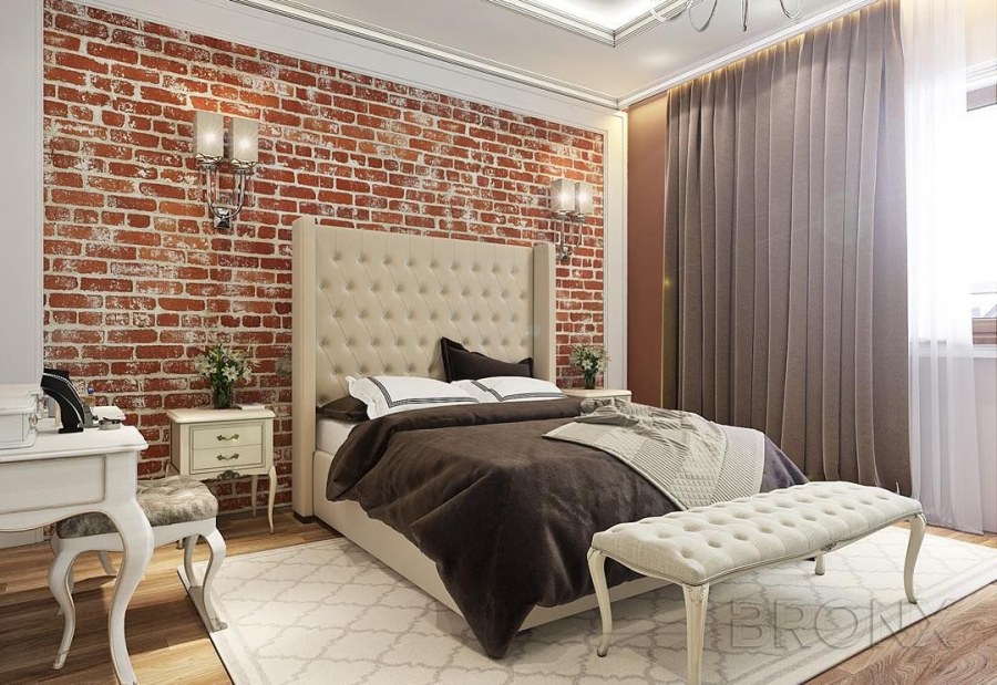 Кирпичики в спальне