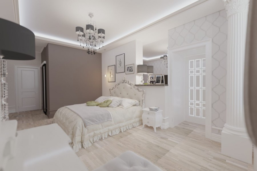 Спальня в светлых тонах 12м2