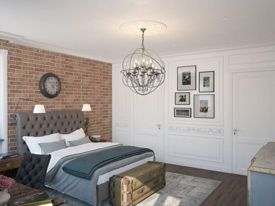 Белый кирпич в классическом интерьере