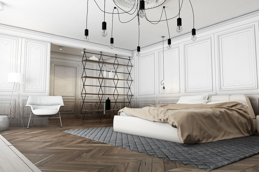 Спальня классика и лофт