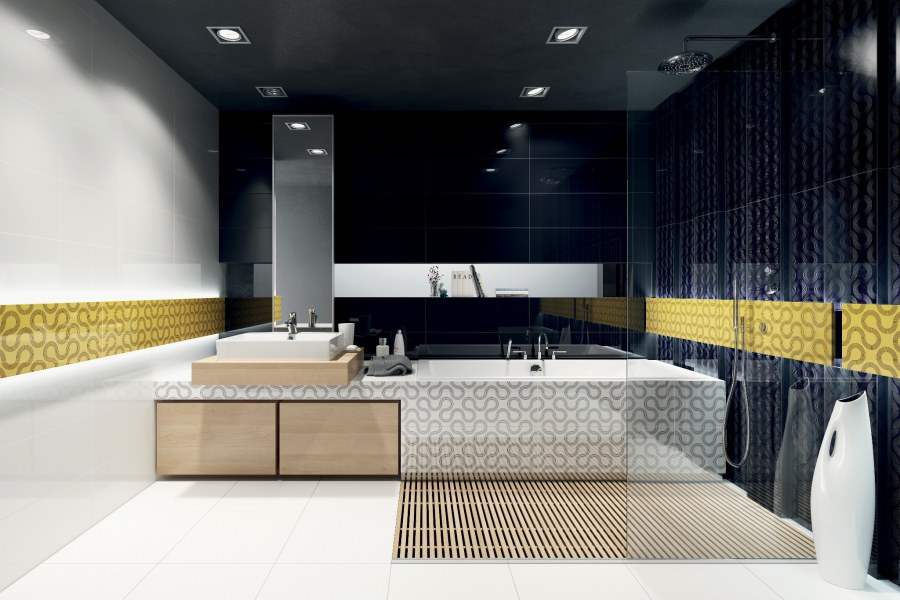 Плитка Spin Black geo 25x75