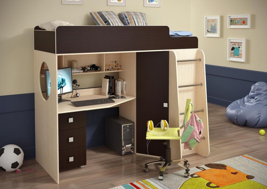 Кровать-чердак Легенда 4.3 с полками