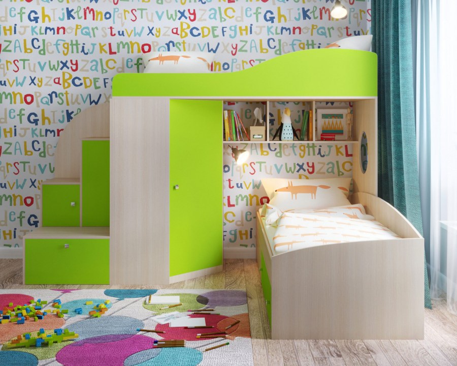 Кровать-чердак Polini Kids simple