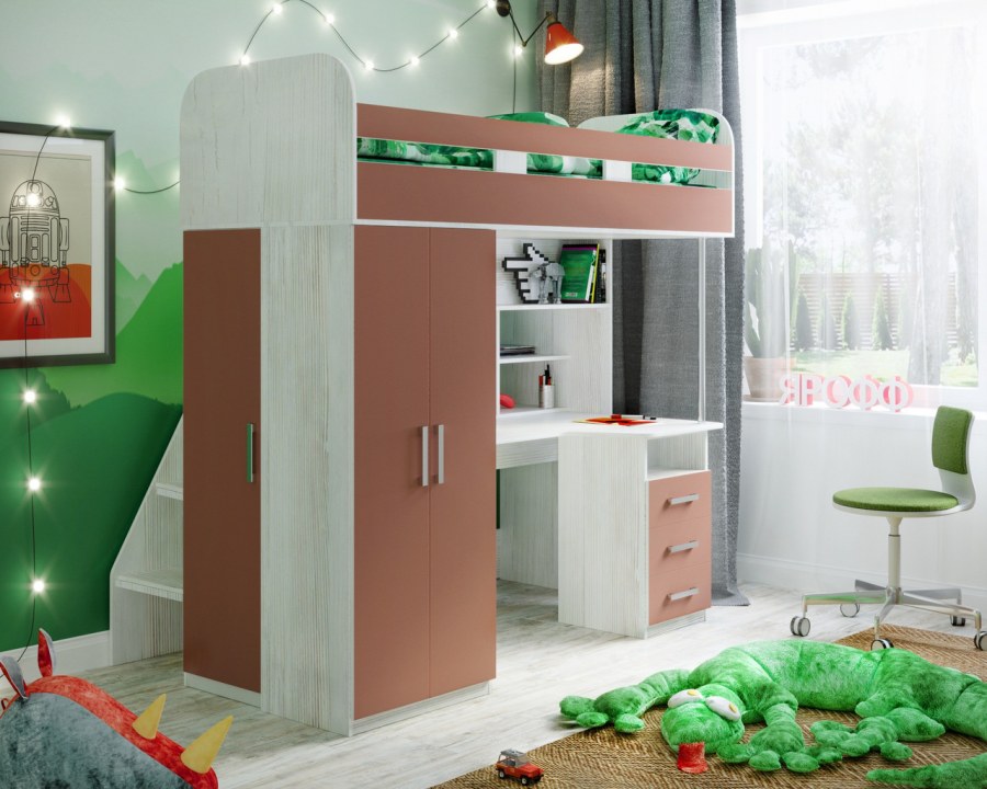 Кровать чердак мультиплекс Мебельсон