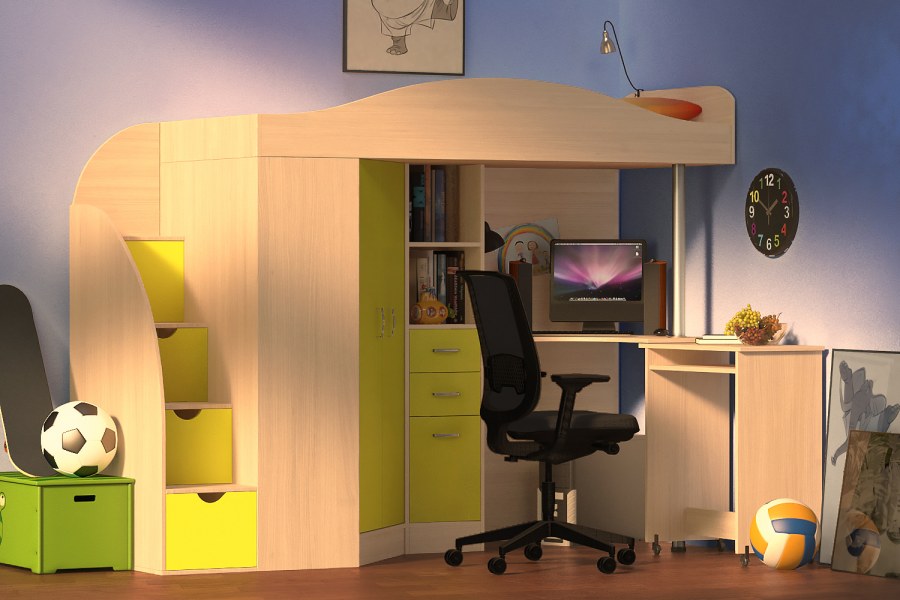 Кровать-чердак стиль Мийа