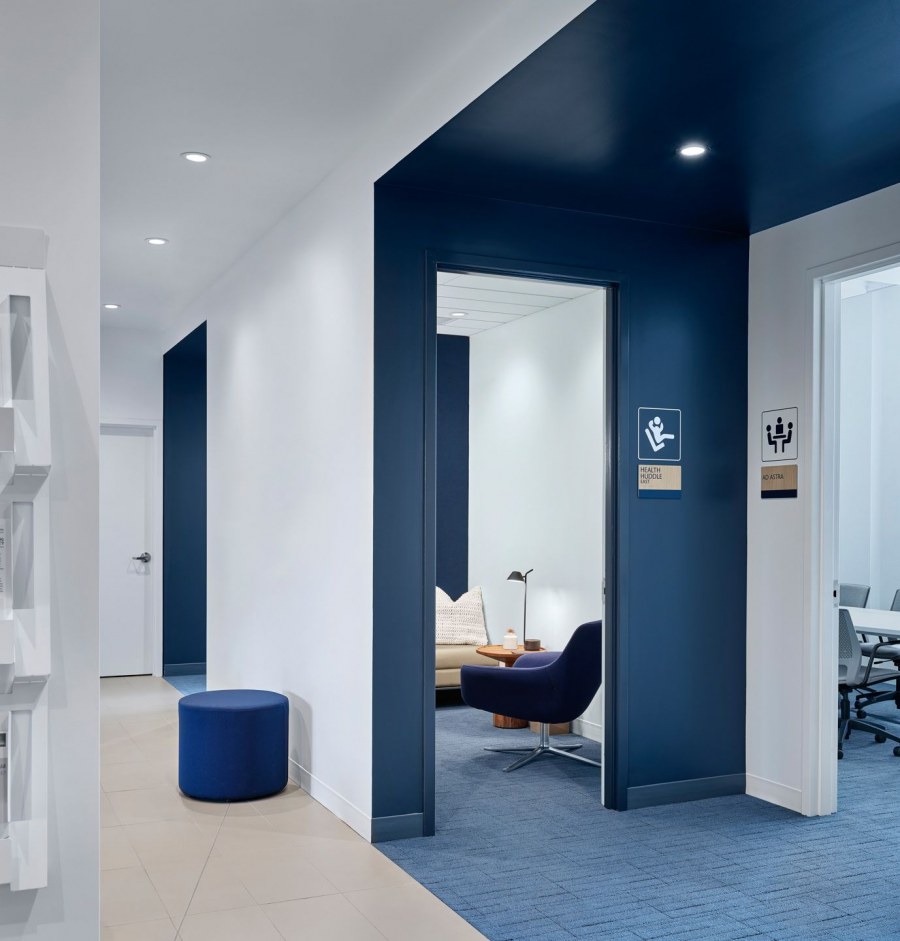 Синие двери в интерьере офиса