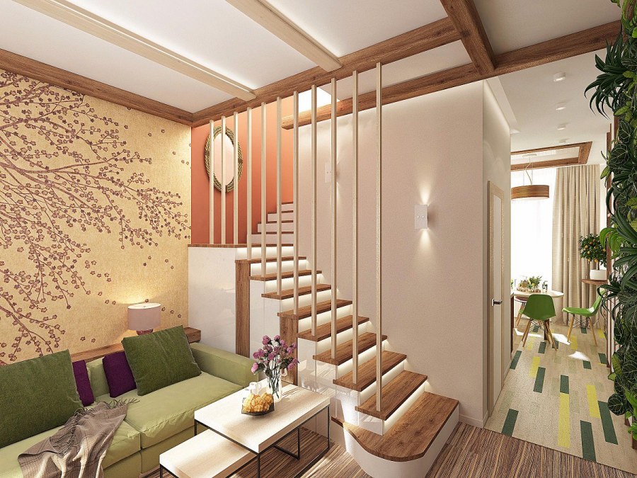 Экостиль в интерьере таунхаус