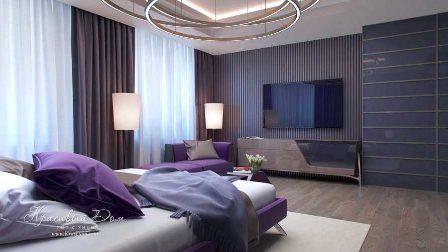 Комната в сиренево серых тонах