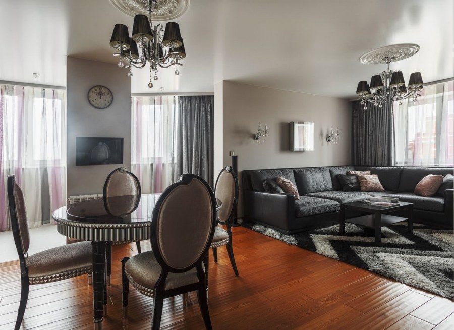 Интерьер арт деко гостиная кухня