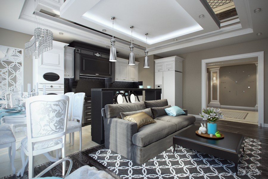 Кухня студия в стиле арт деко