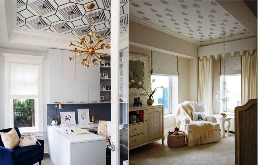 Потолок из кусков обоев