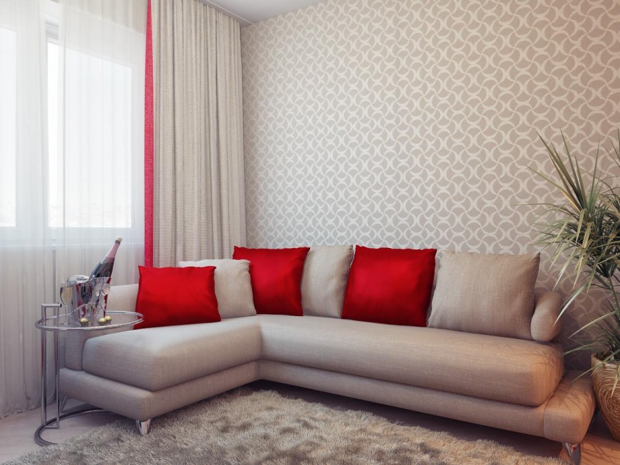 Угловой диван у окна в интерьере