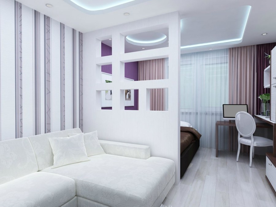 Стеллаж в однокомнатной квартире