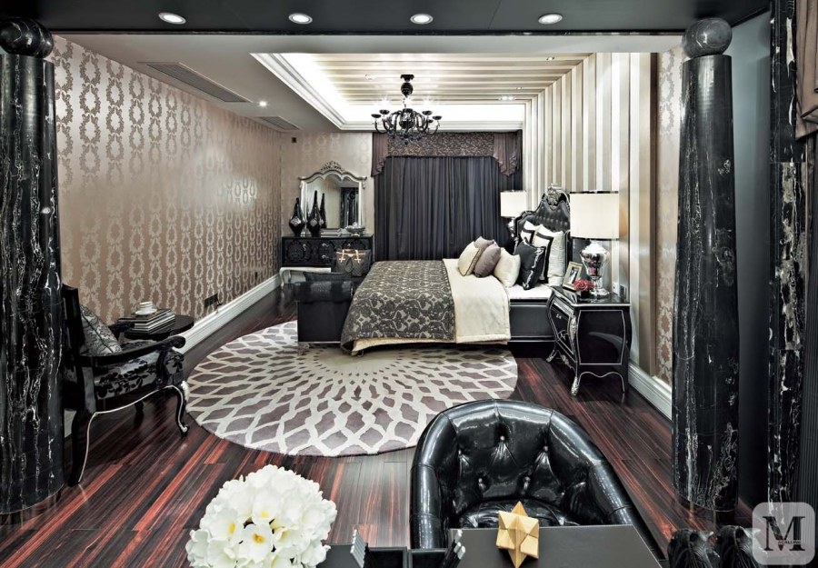 Черно белая спальня ар деко