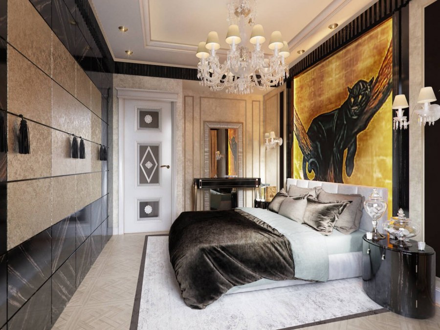 Спальня в классическом стиле с элементами ар деко