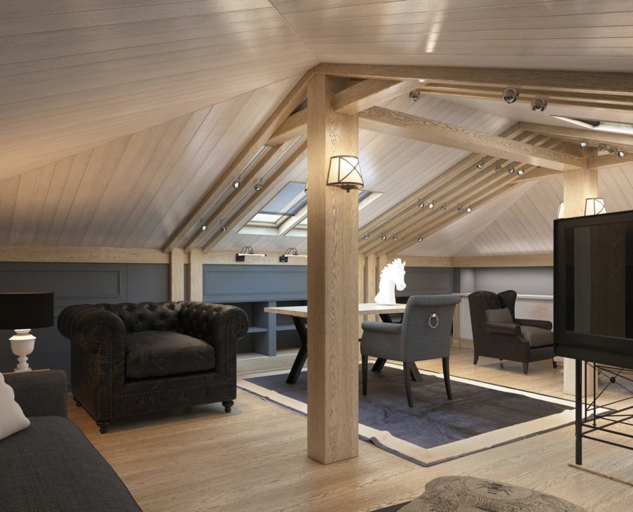 Интерьеры мансардных помещений