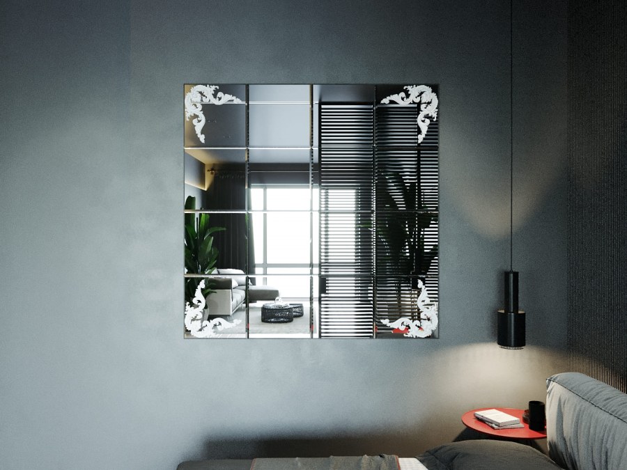 Зеркальное панно в интерьере